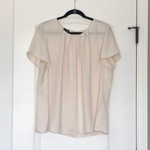 Talbots Pleat Neck Cream Blouse